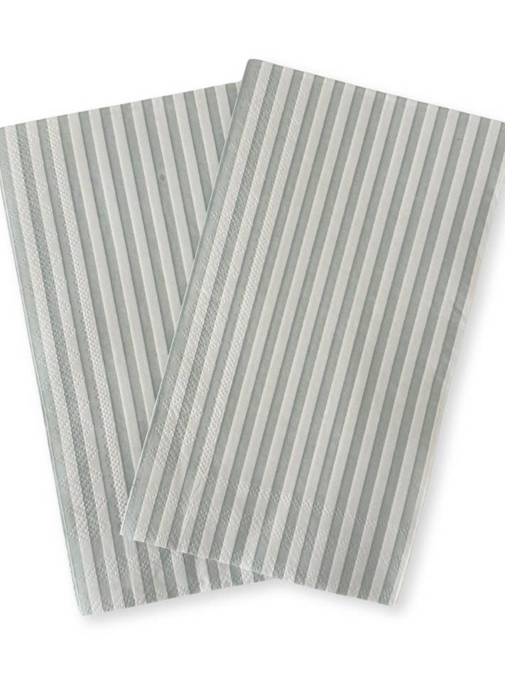 Candy Striped Sea Foam Blue & White Guest Napkins, 24pcs for wholesale by Josi James