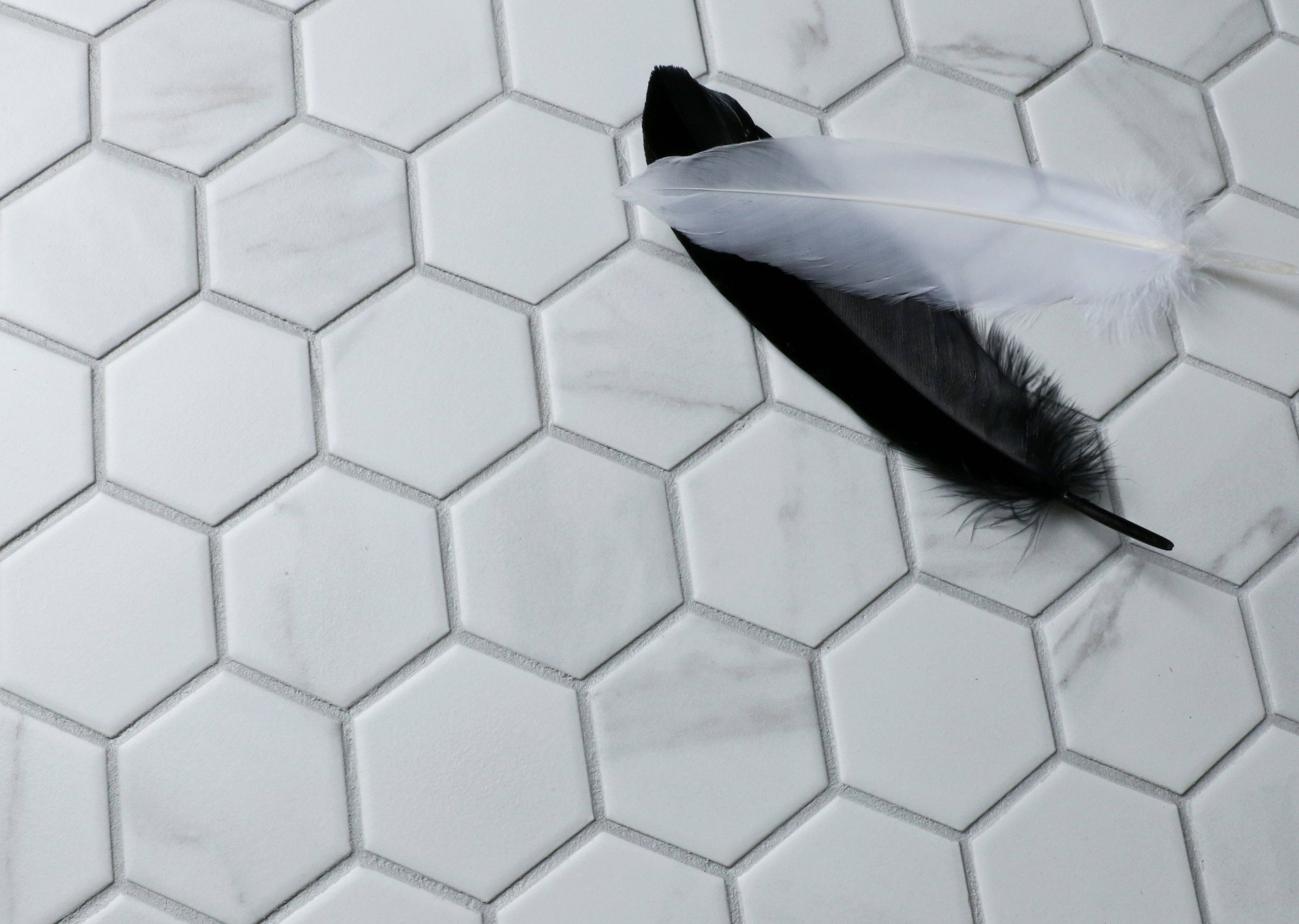 WS Tiles - Wholesale Wall Tile - Retro 2" Hexagon Porcelain Tile, Matte Finished Floor & Wall Tile - 9 Square Feet Per Carton - Carrara1