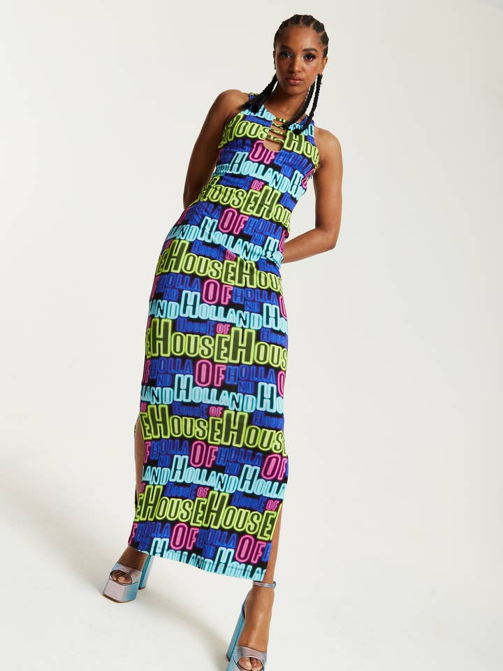 House of Holland Printed Multicolour Maxi Dress for wholesale by House Of Holland