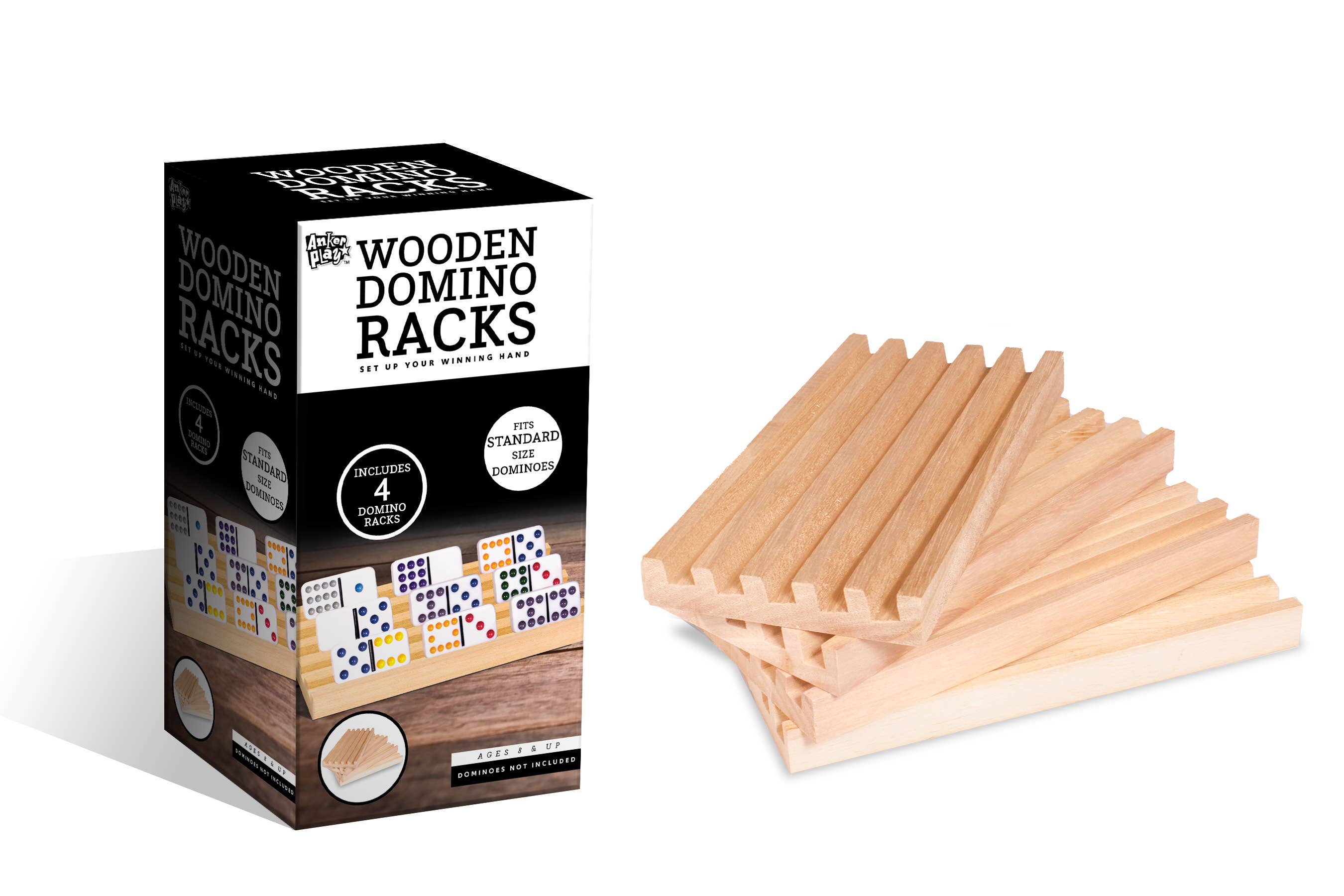 Anker Play Products - Wholesale Wood Toy - Kids - Wooden Domino Racks (4 pc)0
