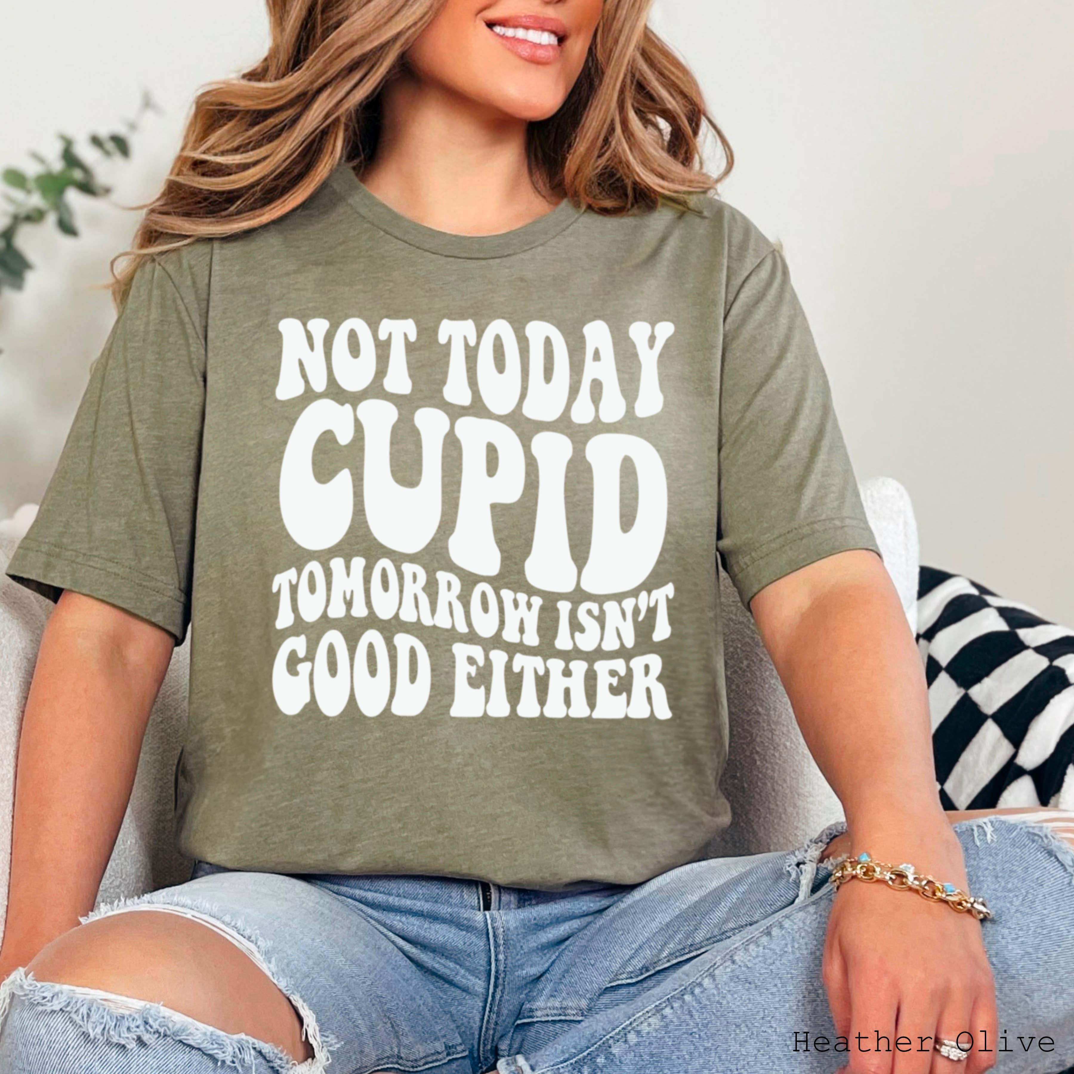 Shoppe SHC - Wholesale Screen Printed T-Shirt - Women's - Not Today Cupid Valentine's Day Graphic Tee | Bella Canvas 11