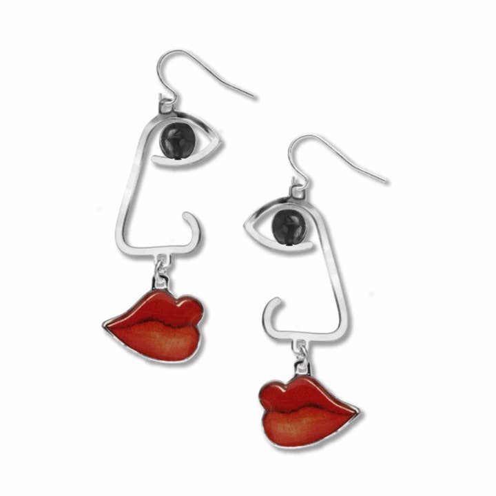 Cubist Profil Sorte Øreringe, FREMSTILLET i USA for engroshandel hos David Howell and Company