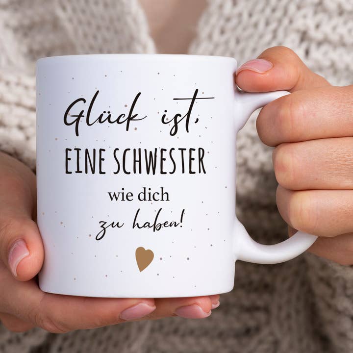 Mug "Happiness is having a sister like you" for wholesale by Farbrausch