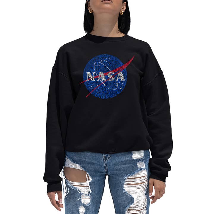 LA Pop Art – wholesale Sweatshirt med tryck - Dam – Dam Word Art Crew Sweatshirt - NASA s anmärkningsvärda uppdrag