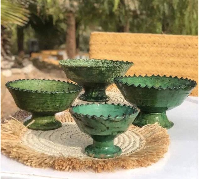 Moroccantastics - Wholesale Decorative Plate/Dish/Bowl - Tamegroute Green Fruit Bowl or Planter – Handmade Moroccan Pottery10