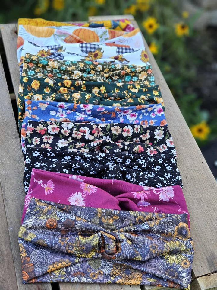 Lot of 10 Fall Floral faux knot headbands for wholesale by 3 Spoiled Sisters
