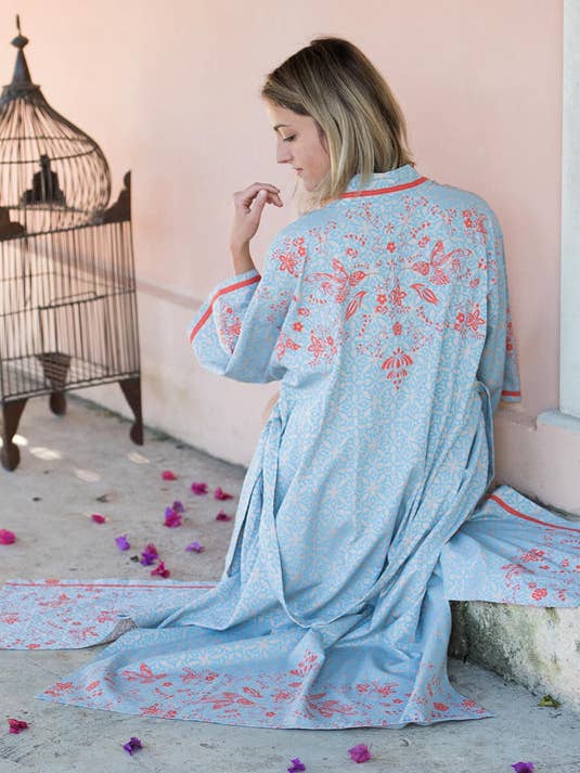 Humming Bird Dawn Kimono Dressing Gown for wholesale by Verry Kerry