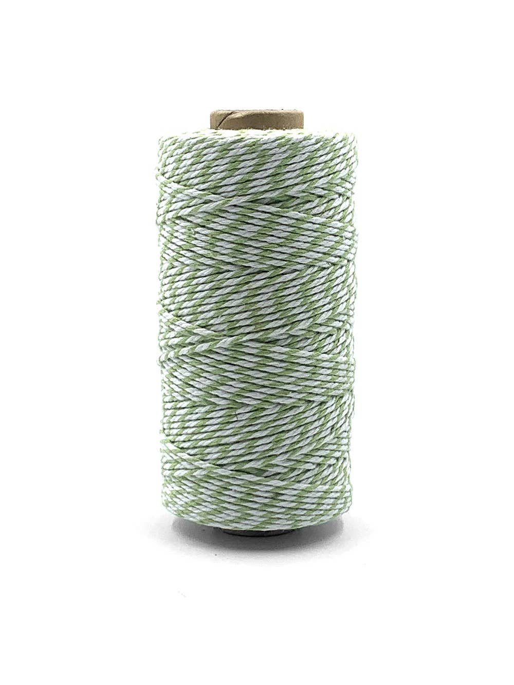May Arts Ribbon - Wholesale Ribbon - Gift Wrapping - 2MM 100% Cotton Celery Green & White Baker's Twine