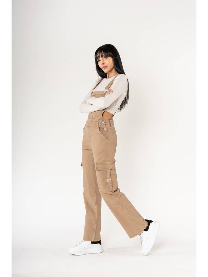 Nina Carter - Wholesale Overalls - Women's - Nina Carter Cargo Denim Stretch Denim Overalls S5606