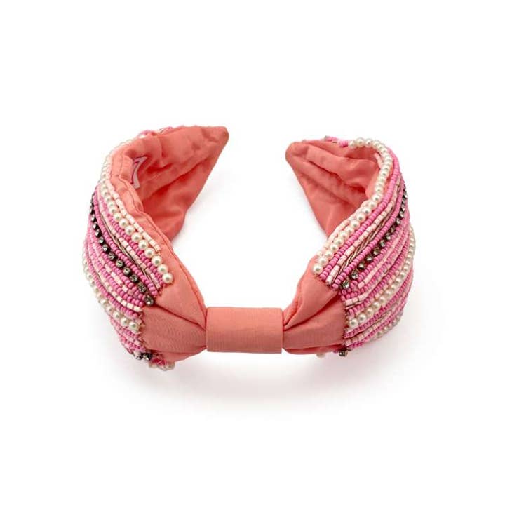 AXESSI - Wholesale Fashion headband – women's - Beaded Pink Knot Headband3