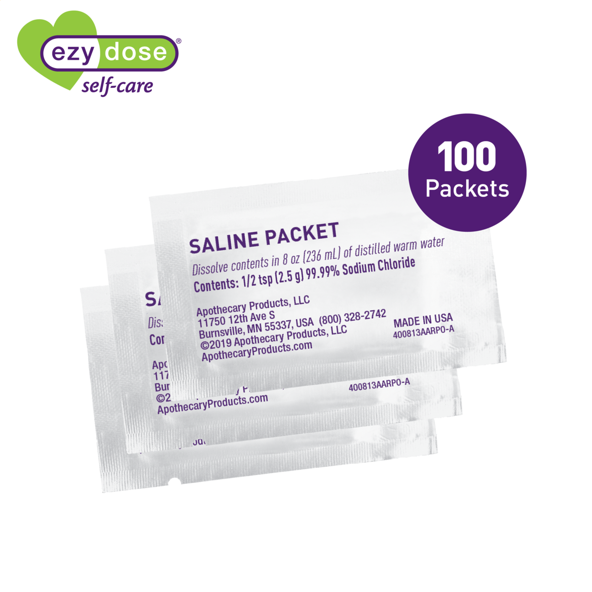 Apothecary Products LLC - Wholesale Nasal Care - Ezy Dose® Saline Nasal Rinse Packets (100 Count)1