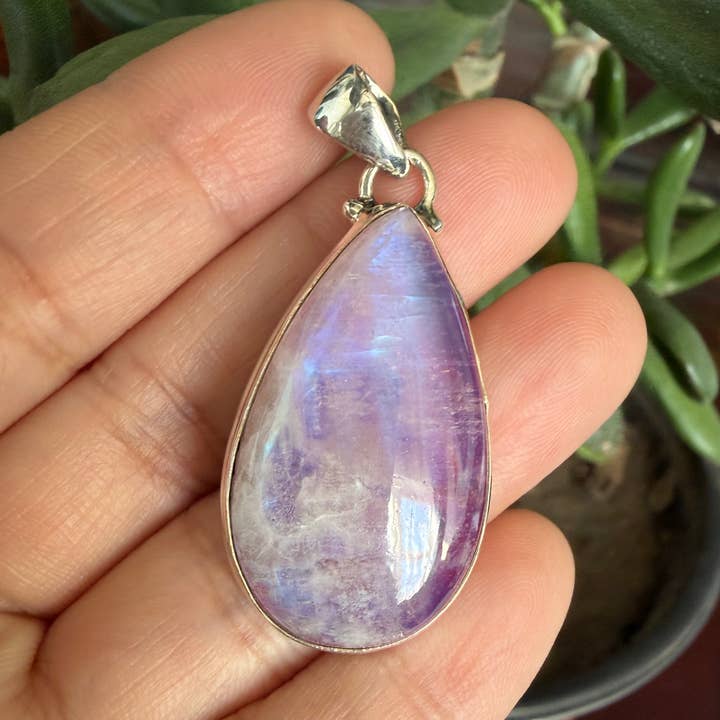 Colgante de piedra lunar arcoíris rosa de plata de ley 925 para venta al por mayor de GTG Gems Corp