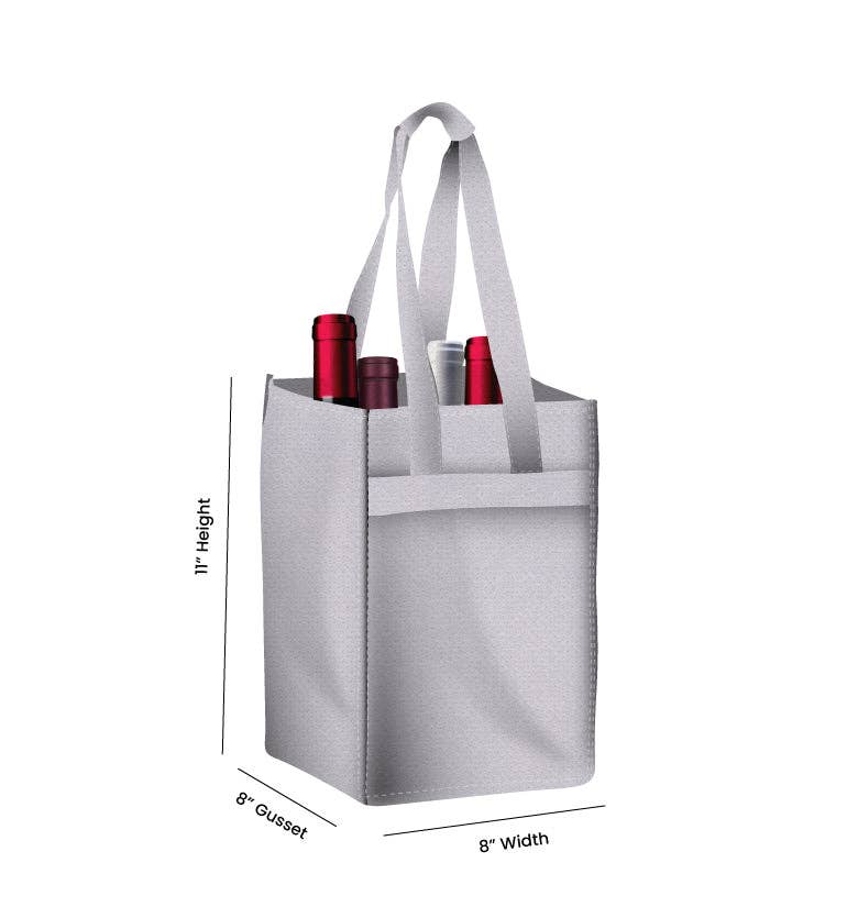 Non Woven Totes - Wholesale Wine Tote - Reusable 4-Bottle Wine Tote Bag-8x11x8 with Bottom Gusset | Custom Printed Wine Totes28
