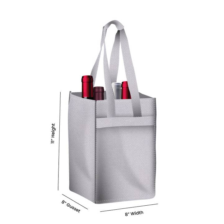 Non Woven Totes - Wholesale Wine Tote - Reusable 4-Bottle Wine Tote Bag-8x11x8 with Bottom Gusset | Custom Printed Wine Totes28