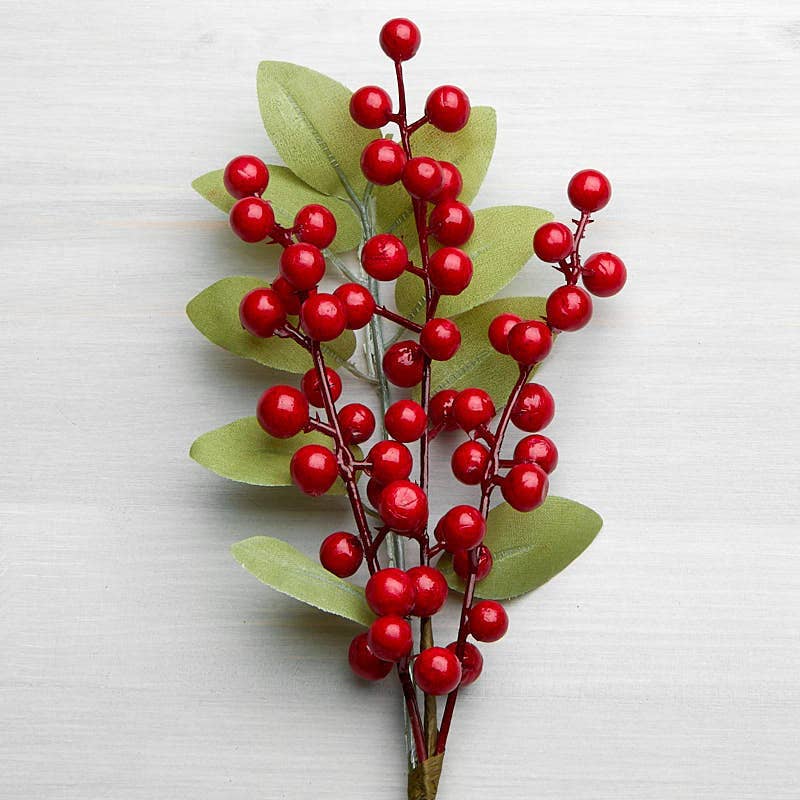 Factory Direct Craft - Wholesale Artificial Flowers - Artificial Christmas Red Berry Holiday Winter Floral Pick 1