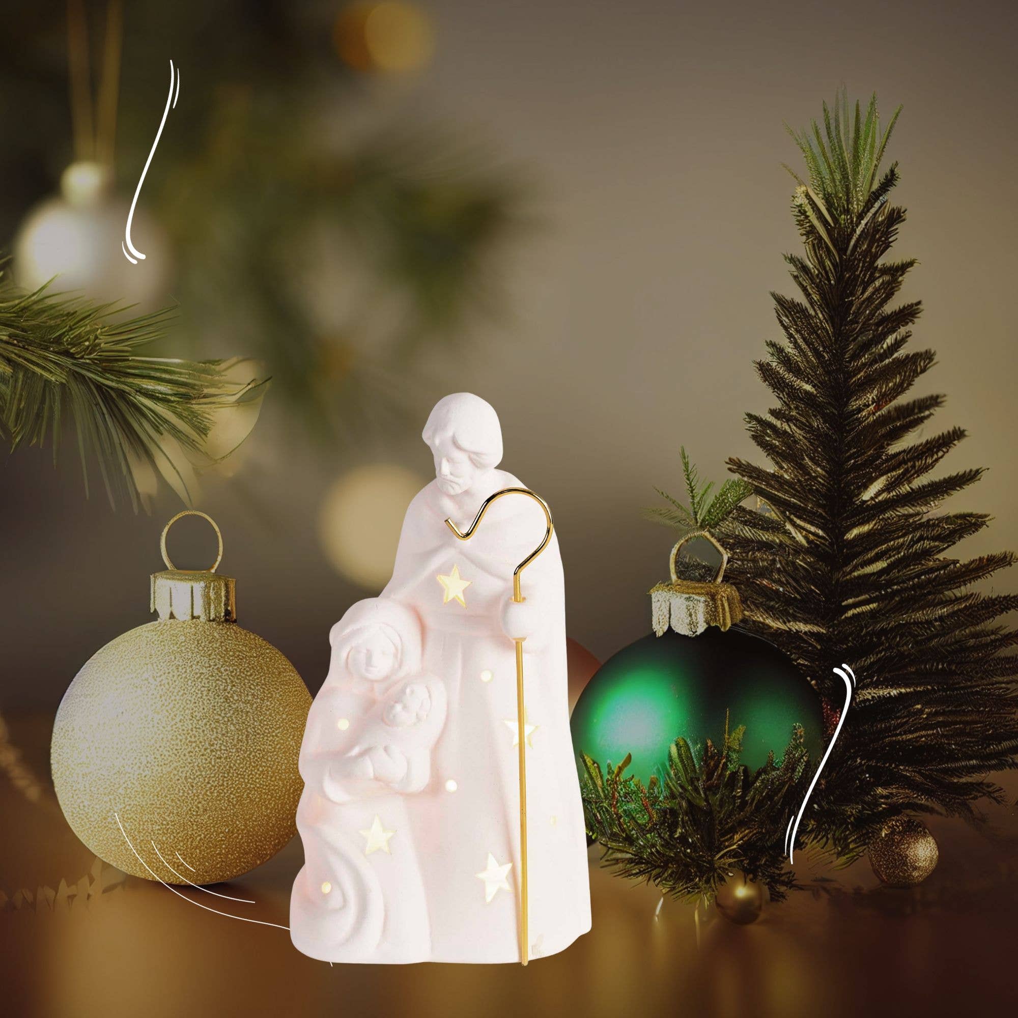 Dicksons - Wholesale Nativity Scene Decor - Nativity LED Light Up Holy Family Staff3