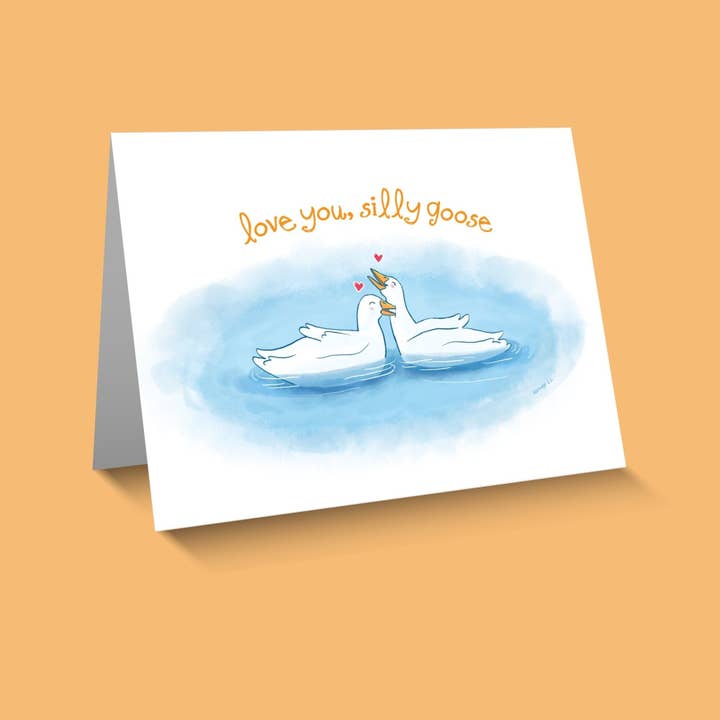 Adorable Love You, Silly Goose Greeting Card for wholesale by Kestrop Studio