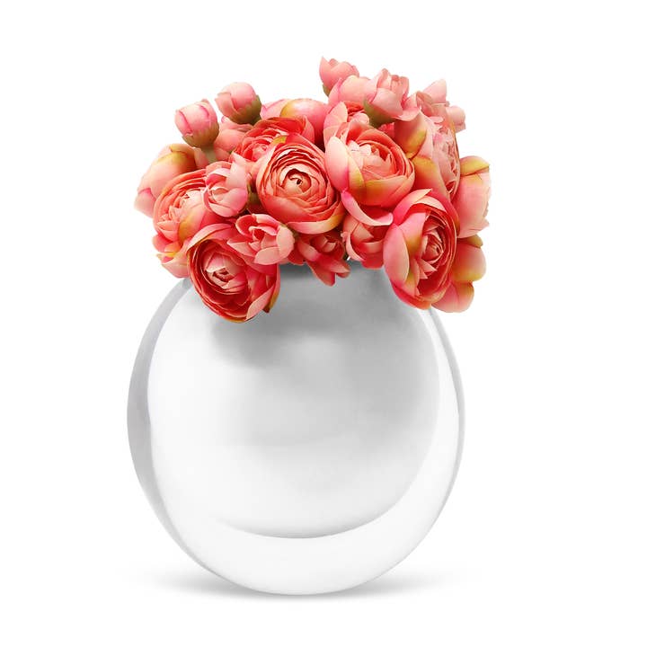 VIVIENCE - Vendita all'ingrosso Vasi - Vaso a doppia parete, in vetro intarsiato con fiori rosa