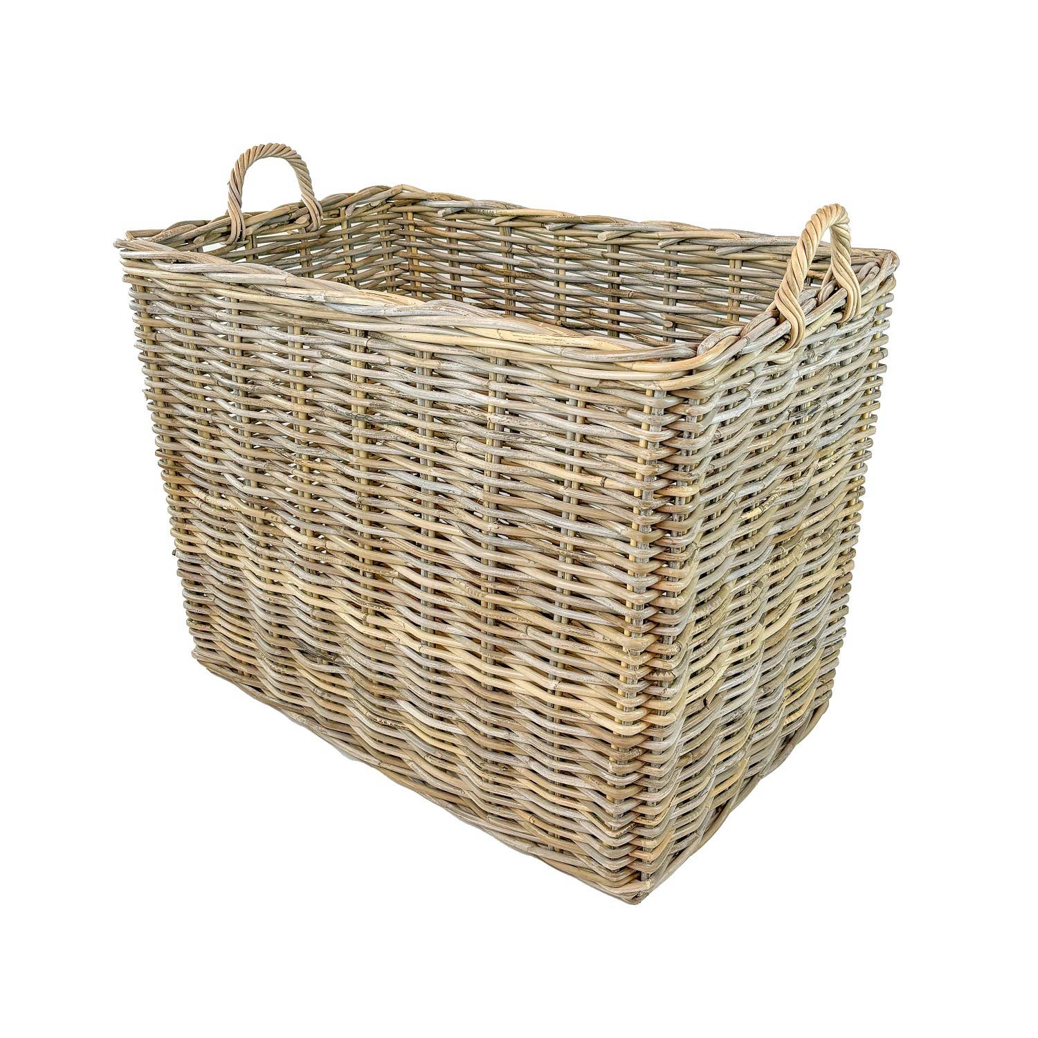 Grey Set of 2 Rectangle Rattan Baskets for wholesale on Faire2