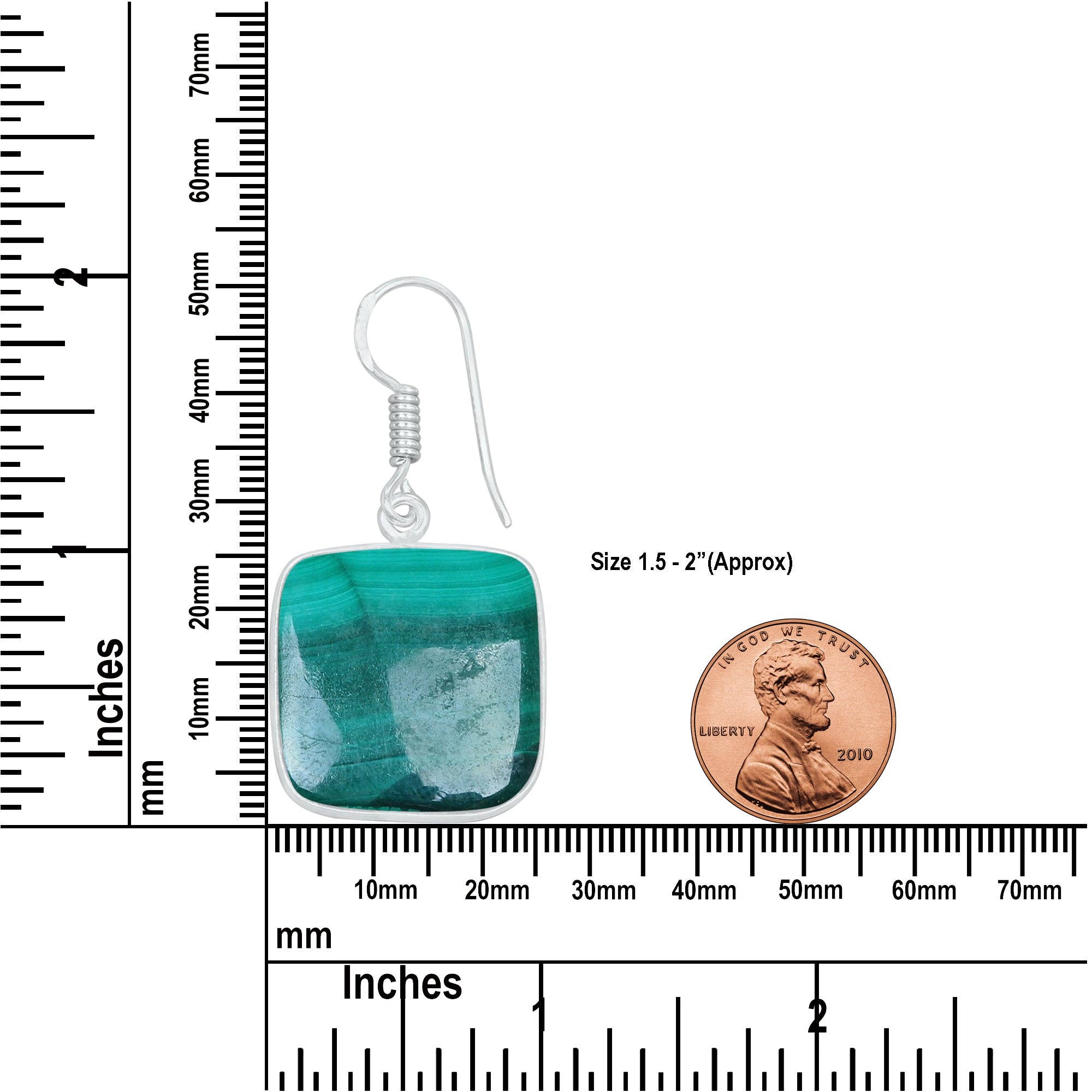 Handmade Jewels - Wholesale Dangle Earrings - Malachite Earrings – Minimalist, Silver-Plated | Wholesale Handmade Jewelry1