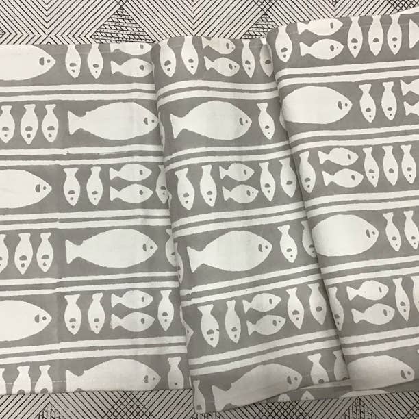 Table Runner 60" Striped Fish Grey for wholesale by natural habitat