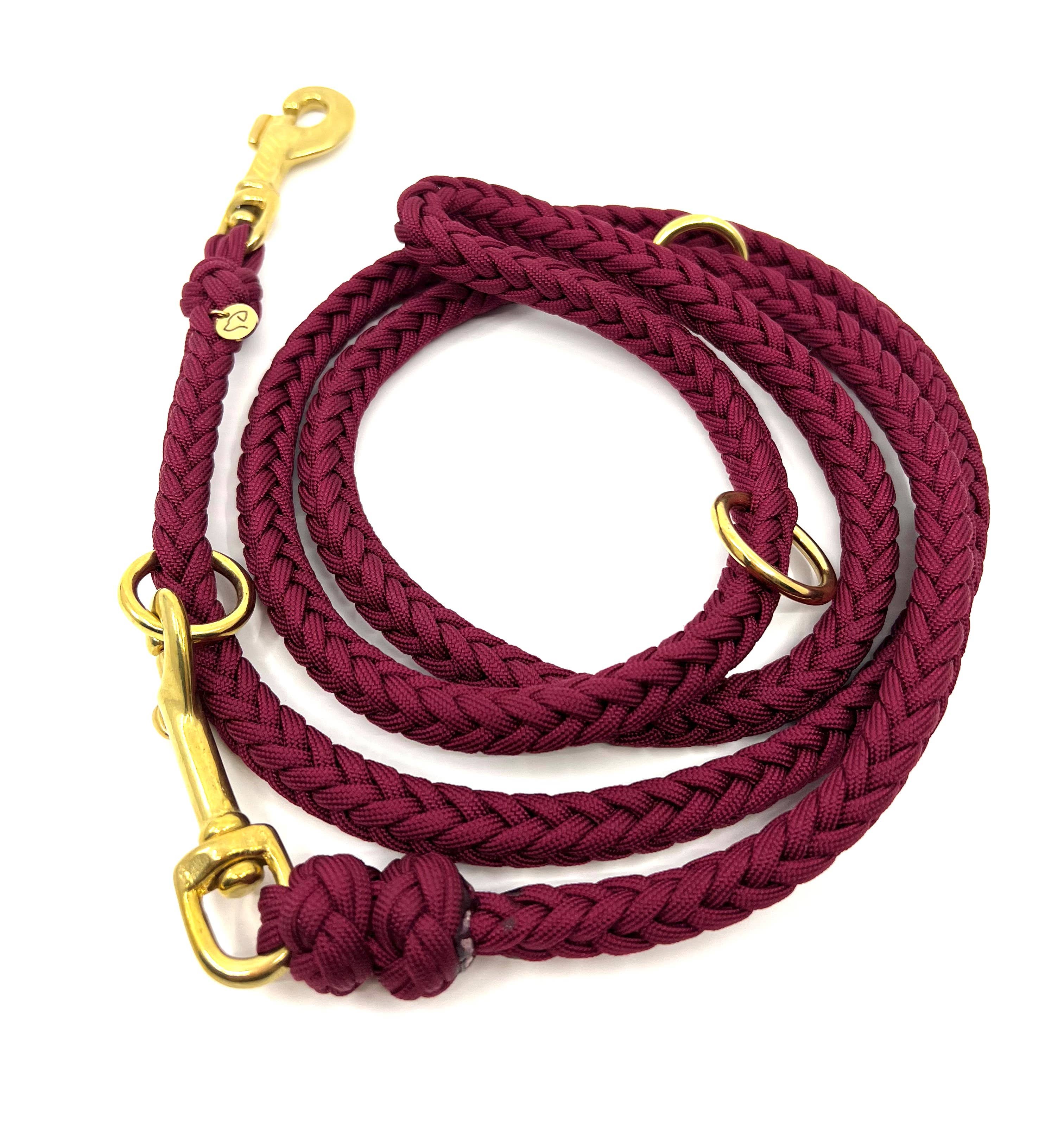 Lulein - Wholesale Hondenriem - Hond - Fishbone bordeaux 3-weg verstelbare paracord hondenriem2