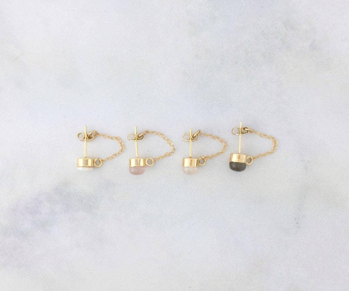 A Worthy Brand - Wholesale Dangle Earrings - Gemstone Stud Chain Earrings - Opal10