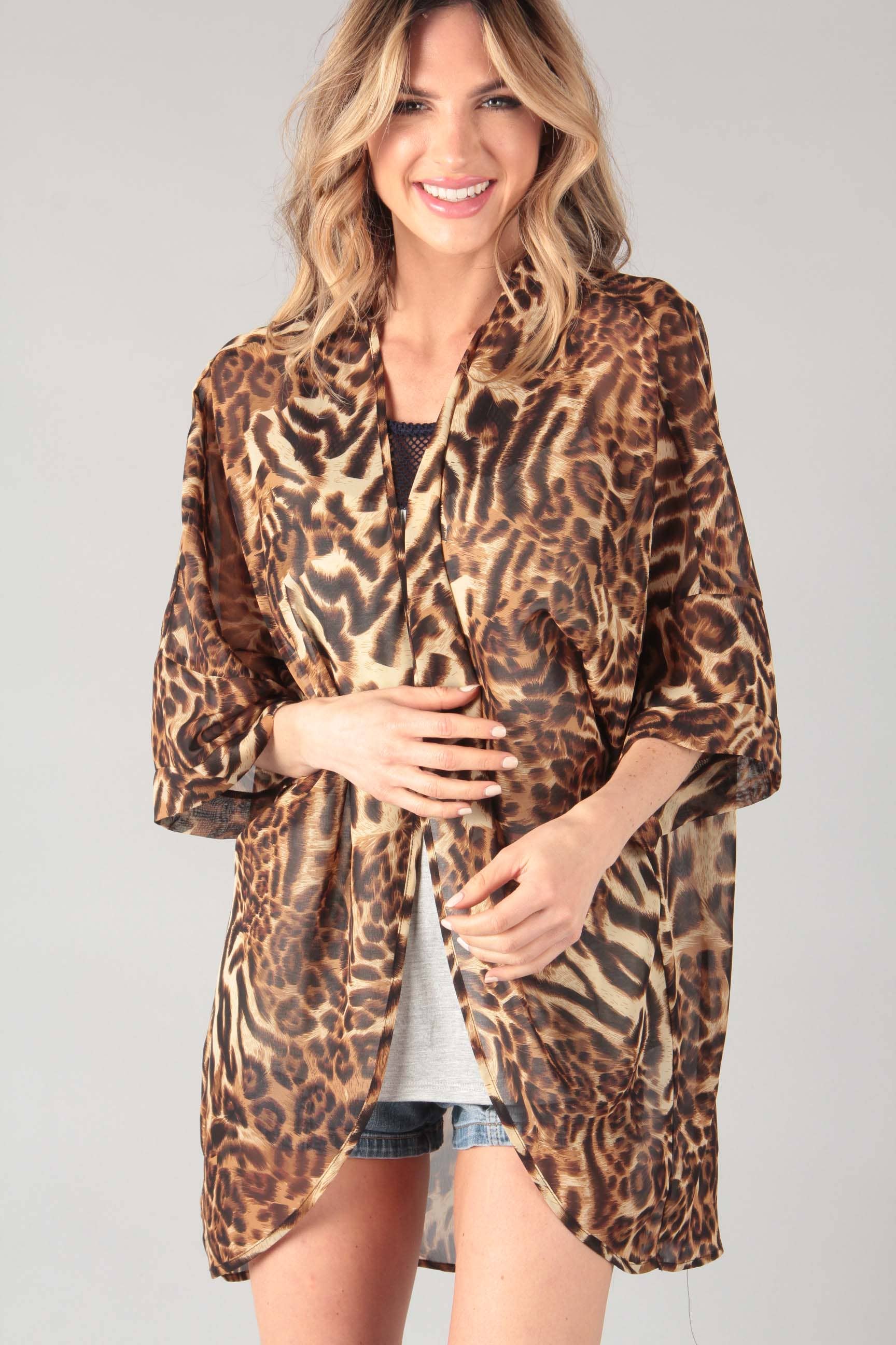 AS IS Chiffon animal print kimono (P14942) for wholesale on Faire1