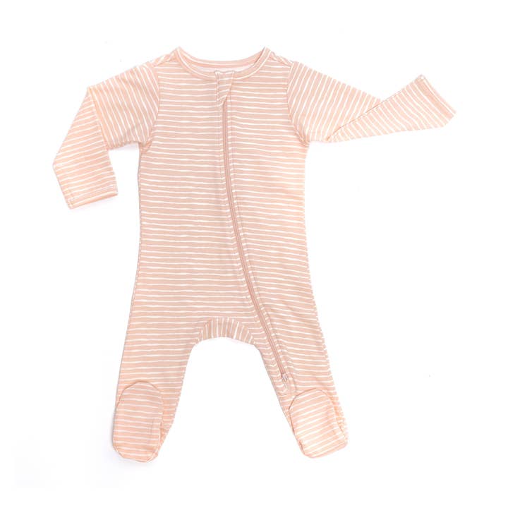 Pink Stripes Organic Footed Onesie for wholesale by Norani Baby