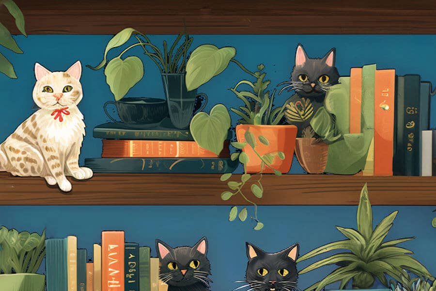 Micro Puzzles - Wholesale Puzzle - Adult - Cat Tales - Library books bookcase plants garden puzzle1