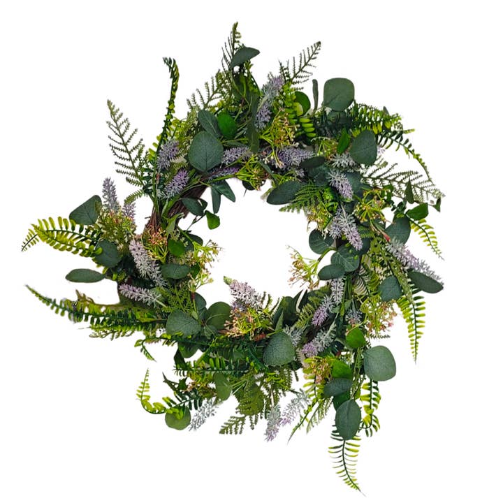 David Christopher's Collection - Wholesale Wreath - Lavish Lavender / Fern / Foliage Wreath 22"