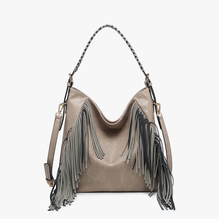Jen & Co. - Wholesale Shoulder Bag - Women's - M2350 Sav Distressed Hobo w/ Fringe Detail