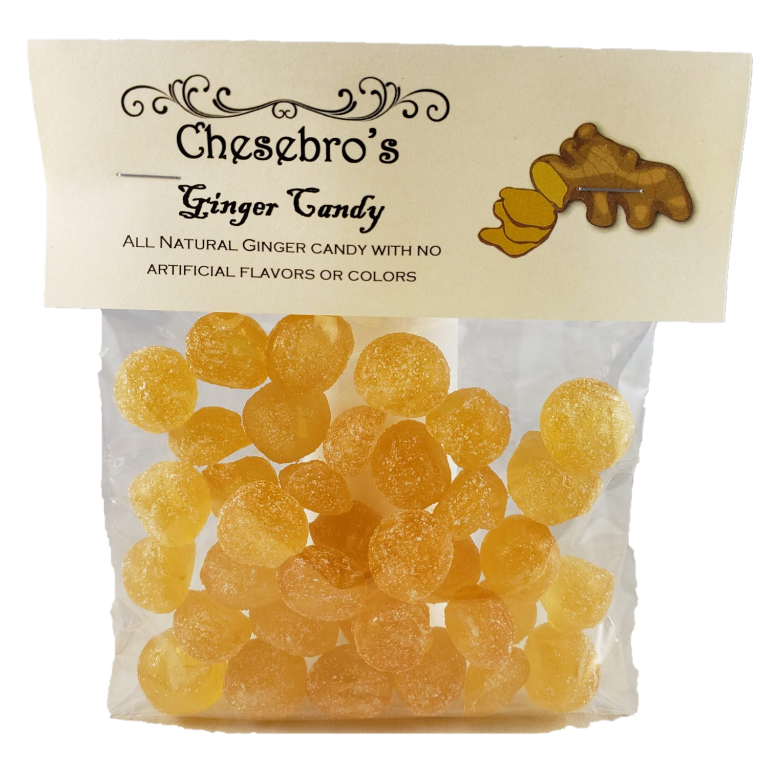 Chesebro's Handmade Confections and Candy - Wholesale Hard Candy - Ginger Hard Candy Drops, 4.5 oz.1