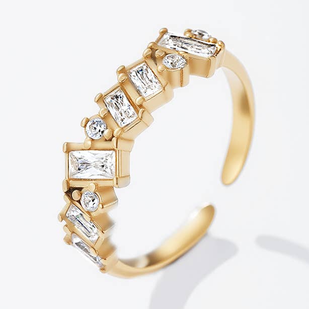 Gold Stainless Steel Crystal Ring 424CA45 for wholesale on Faire0