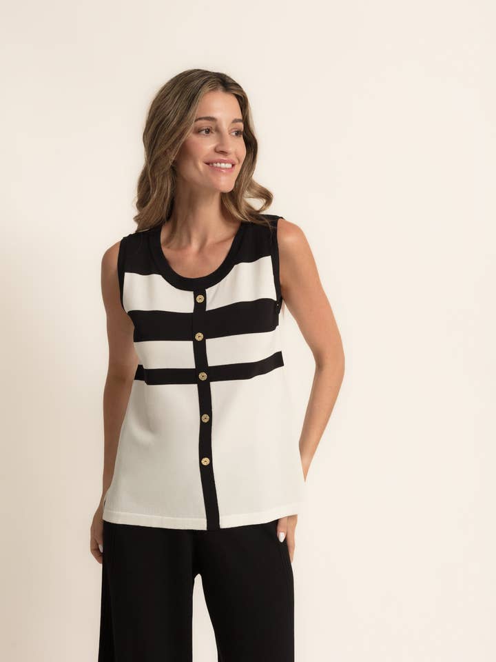 Bicolor striped knit top B2B for wholesale by CMS Love