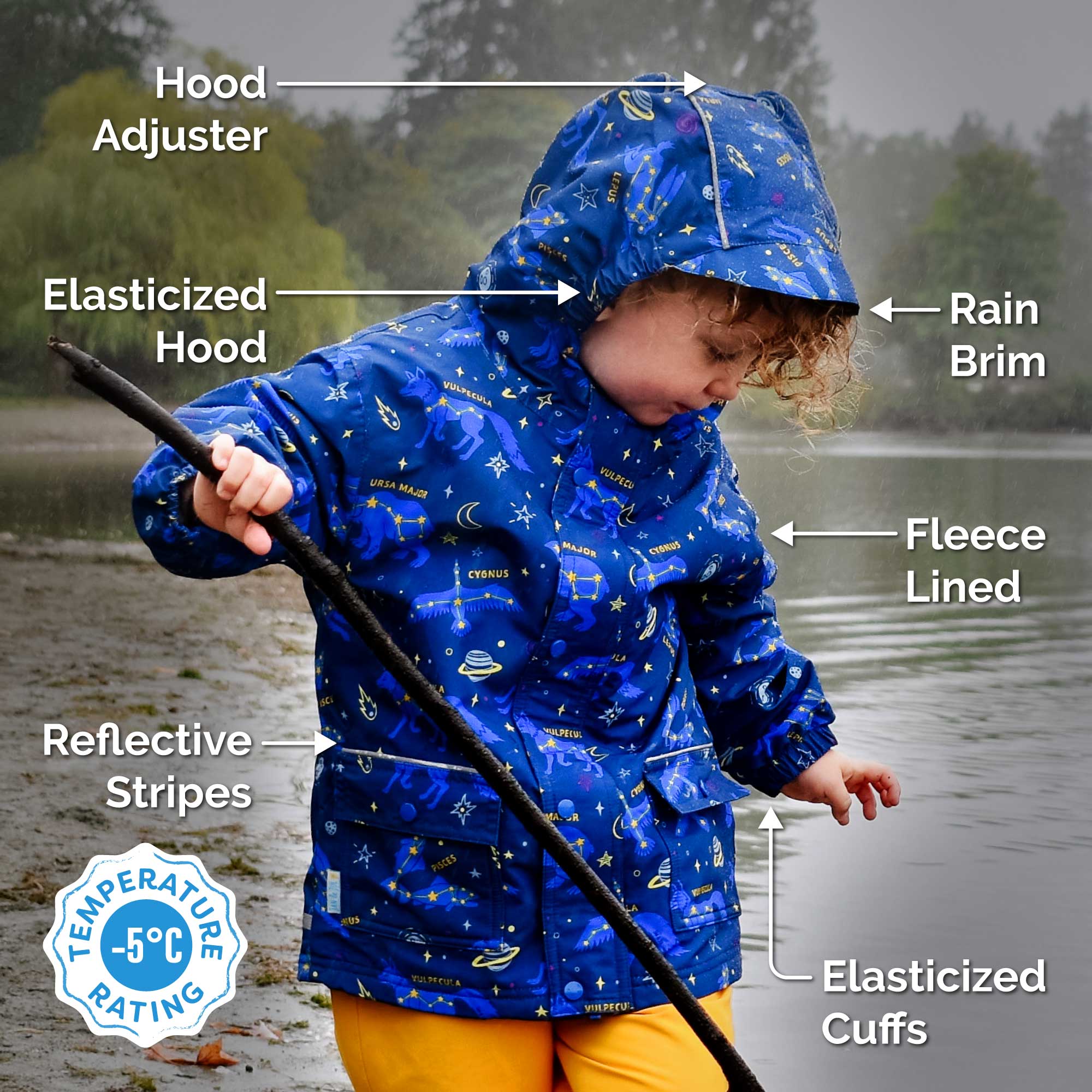 Jan & Jul - Wholesale Raincoat - Kids - Nebula Blue | Cozy-Dry Waterproof Jacket7