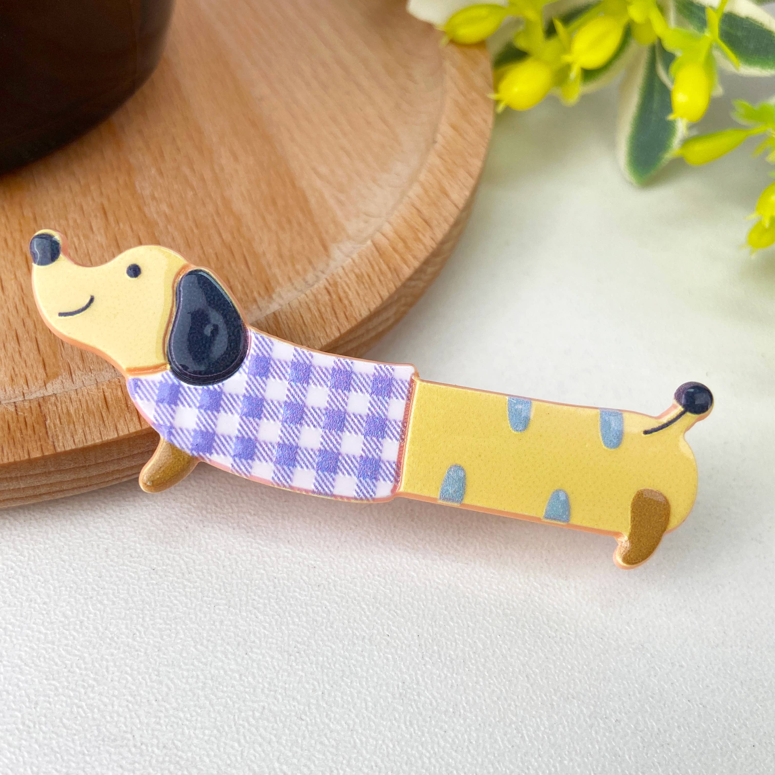 SoapElenGlen - Vendita all'ingrosso Fermaglio per capelli - Donna - Molletta per capelli colorata con simpatici bassotti in stile cartone animato10