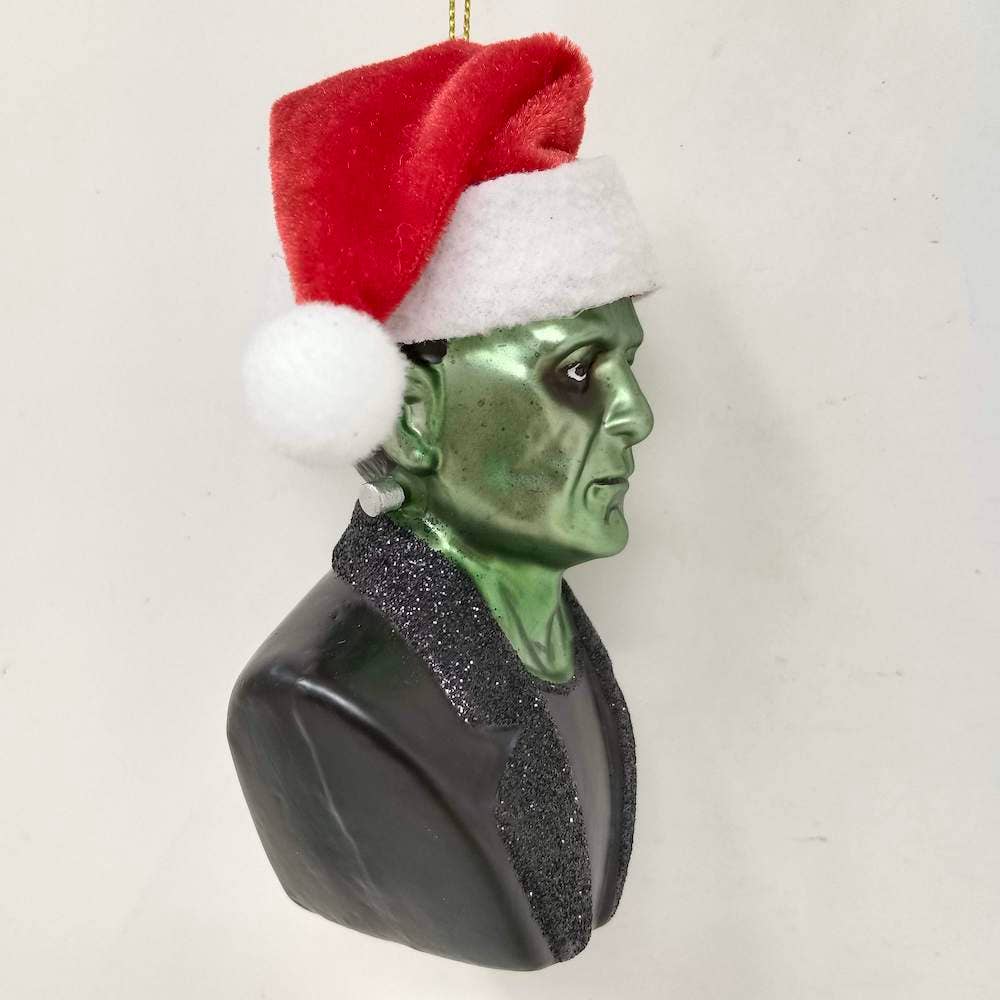 OrnamentallyYou - Vente Objets de décoration - Ornement de Noël en verre Frankenstein avec bonnet de Père Noël2