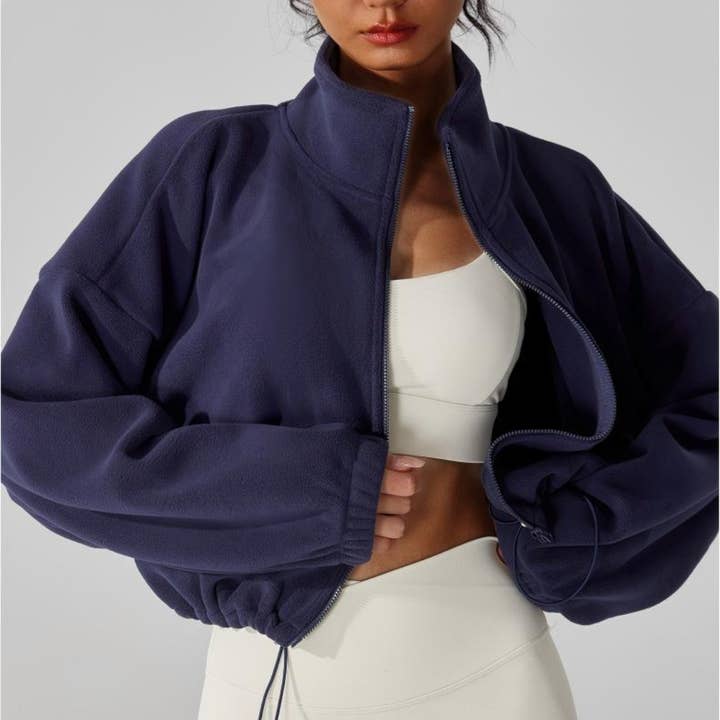 Sodalemon - Wholesale Activewear set – Women′s - Women's Reversible Fleece Cropped Drawstring Jacket8