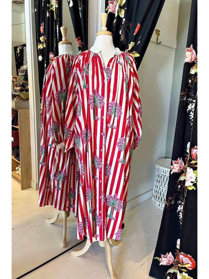 Roselle - Wholesale Dress – Women's - CABANA BUTTON THROUGH DRESS RED1