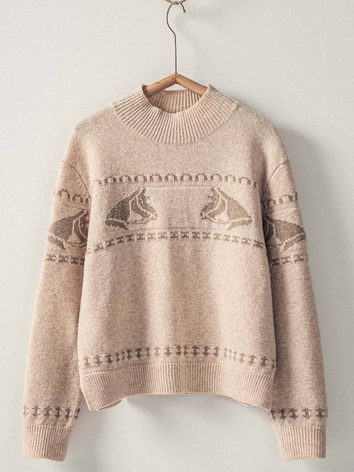 Urban Daizy - Wholesale Knit Sweater - Women's - Horse Head Knit Crewneck Sweater1