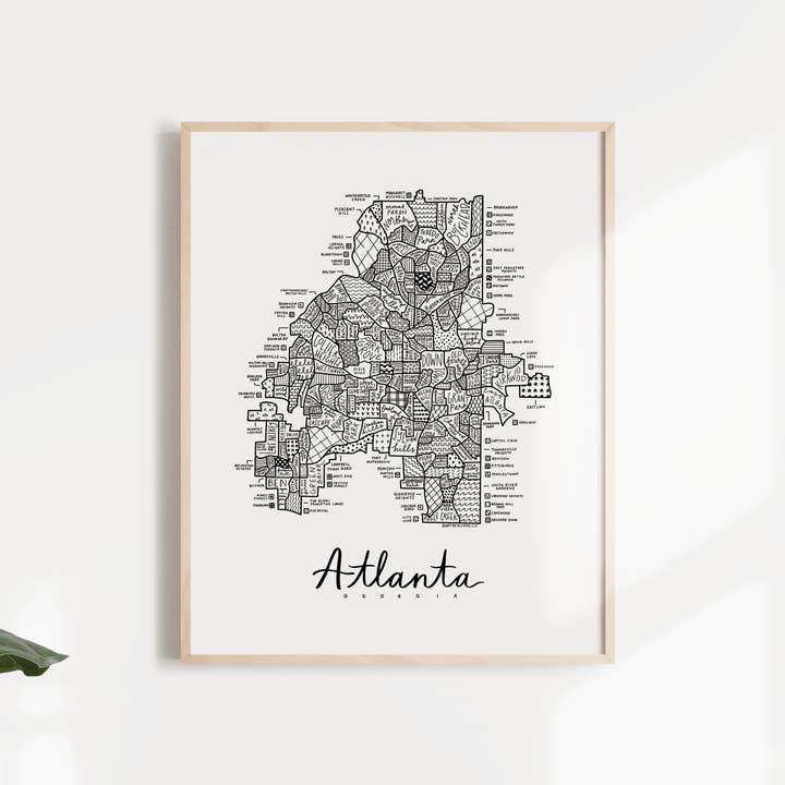 Atlanta, Georgia Neighborhood Map Print for wholesale by By Aleisha