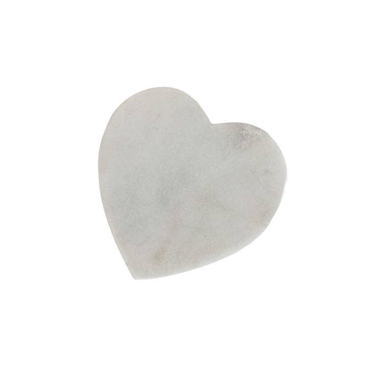 Foreside Home & Garden - Wholesale Coasters - Set 4 Heart Coasters White Marble & Jute