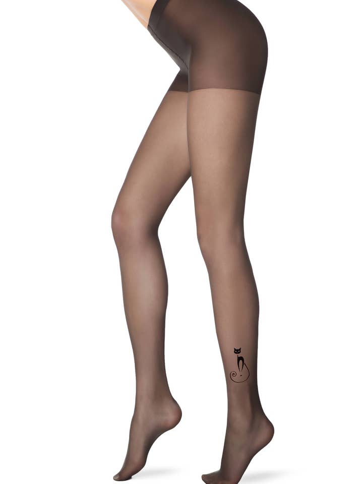 Cat print tights for special occasions -CONTE for wholesale by luzy