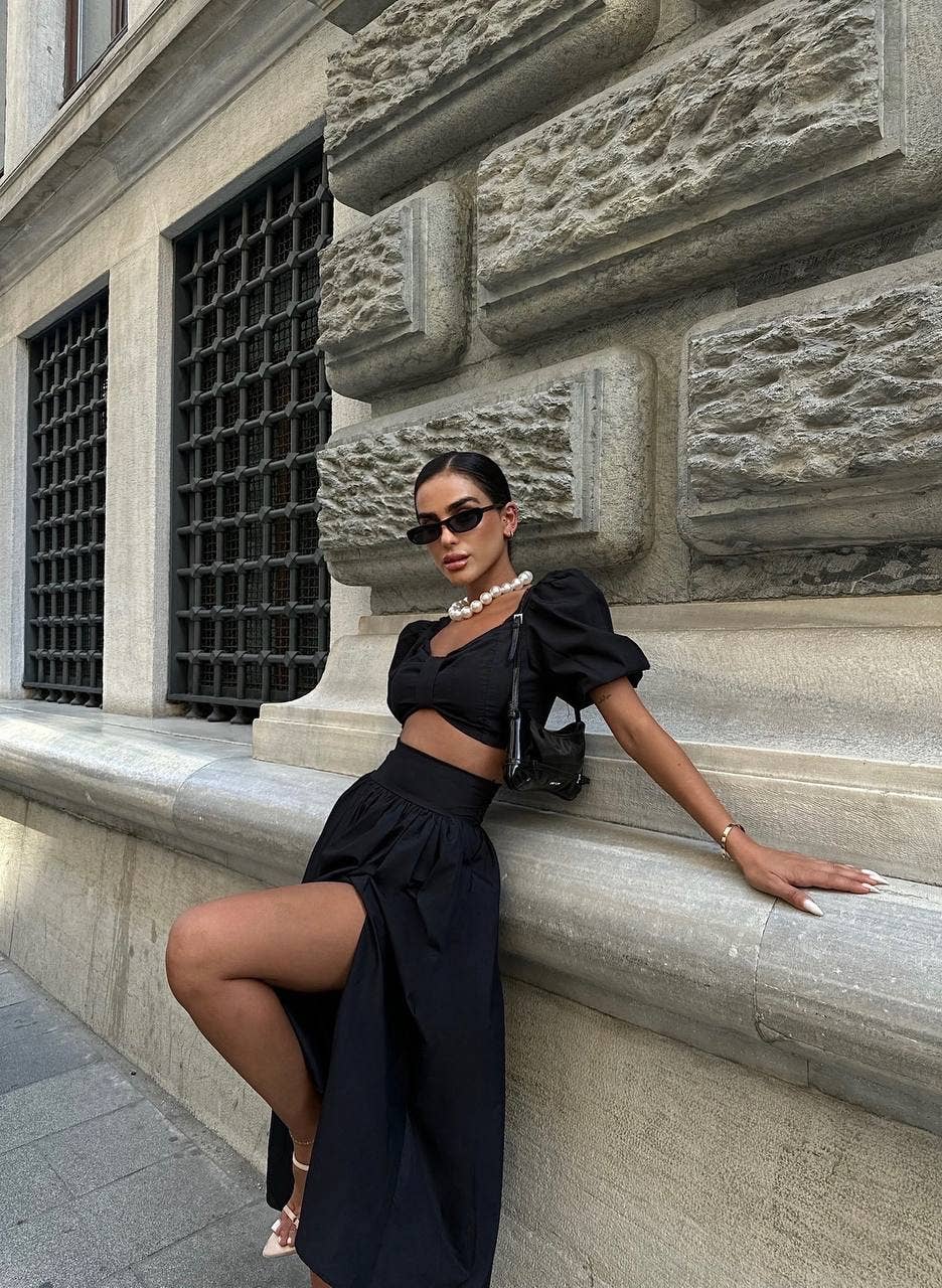 Standpoint Top - Venta al por mayor Conjuntos de top y falda - Mujer - Conjunto elegante Amelia de dos piezas – 100111