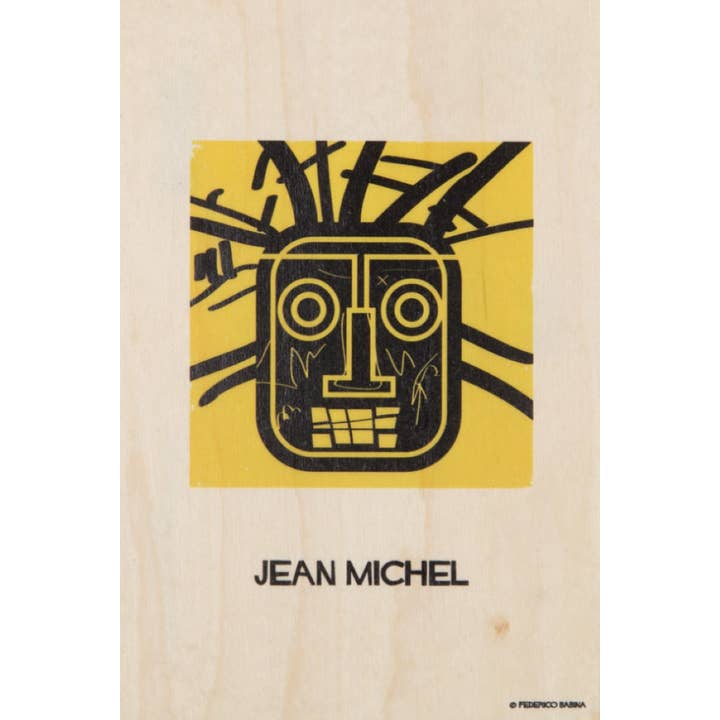 Carte postale en bois Portrart Jean-Michel pour la vente par Woodhi