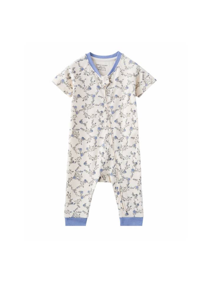 Body de algodón orgánico para bebé con cremallera - Rosas para venta al por mayor de Norsu Organic