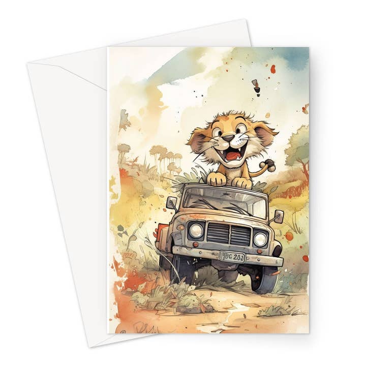Lion On Safari Greeting Card for wholesale by Wild And Arty