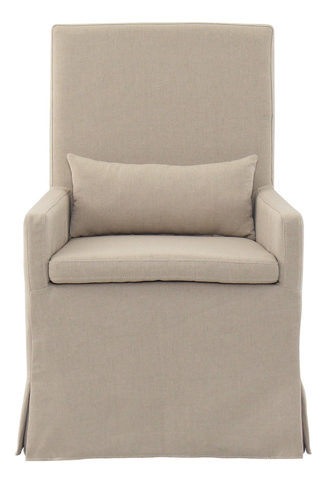 Padma's Plantation - Wholesale Chair - Sandspur Beach Arm Dining Chair - With Casters - Brushed Linen6