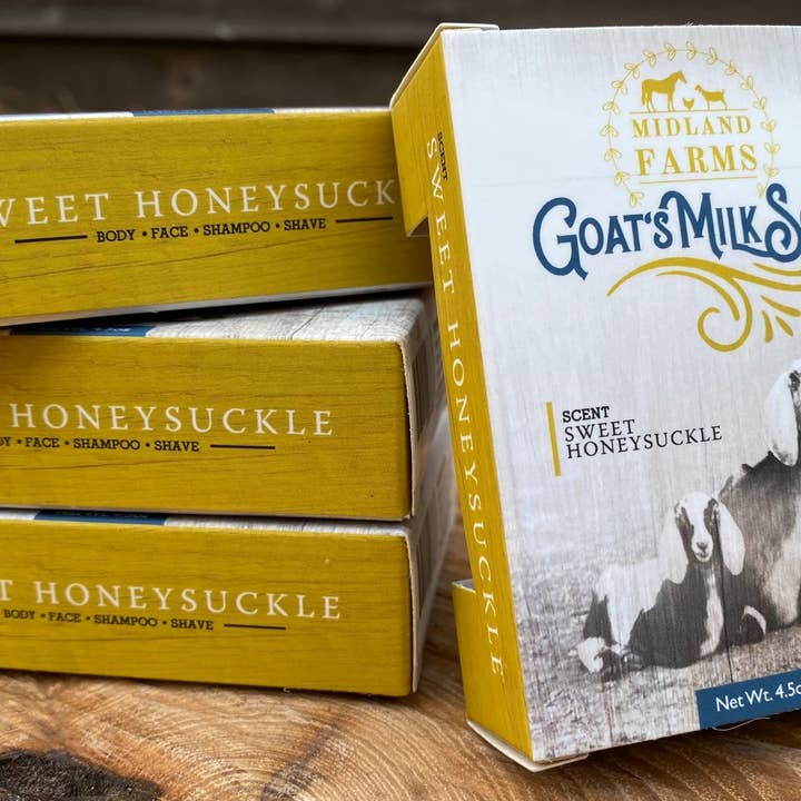 Sweet Honeysuckle Goat Milk Soap for wholesale by Midland Farms Goat Milk Soap